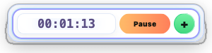 SlipMeter mini timer showing elapsed time, a Pause button, and add control